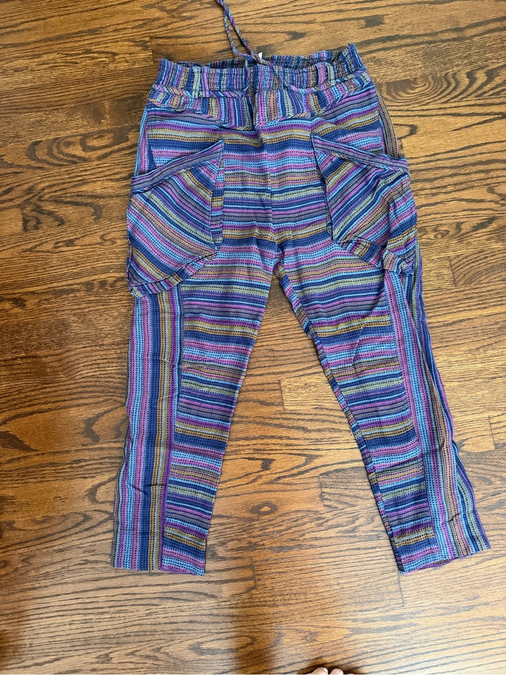 Free People Striped Wide-Leg Pants in Purple Multi